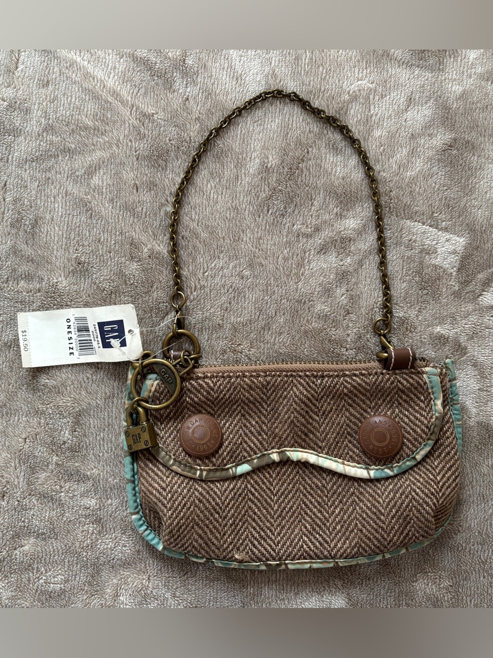 Vintage NWT Gap Y2K Herringbone Tweed Wristlet Wool Blend Fall 2004